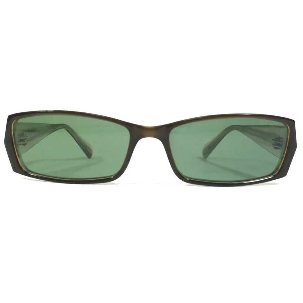 Carmen Marc Valvo Sunglasses Mischa Olive Pearl Brown Green Rectangular Frames